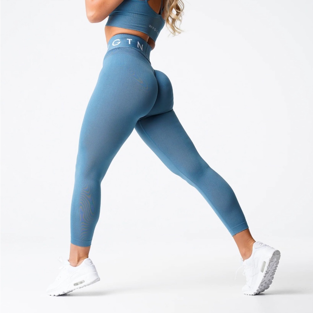 NVGTN stone blue sports seamless leggings
